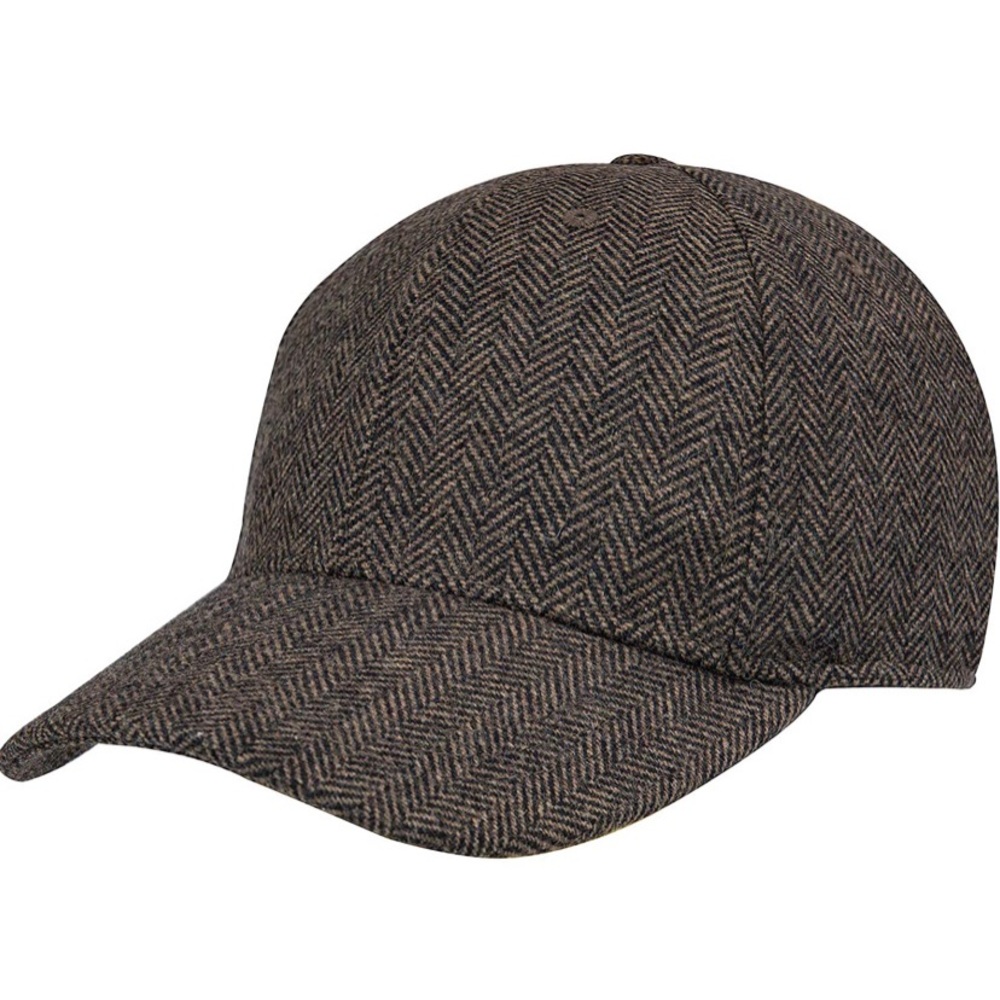 Men’s herringbone wool baseball cap. Fitted. New.